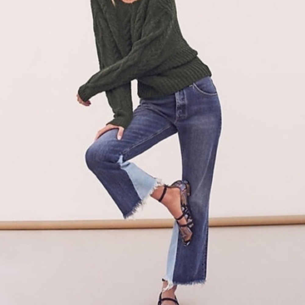 Anthropologie Pilcro Two-Tone Flare Jeans 28